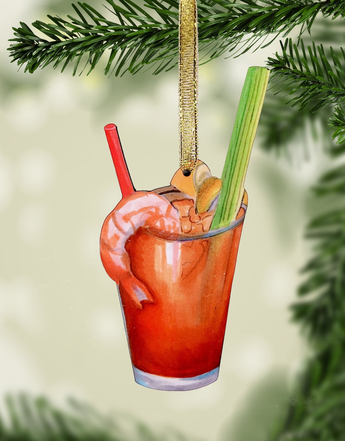 Cajun Bloody Mary Ornament Made From Original Artwork 2 Sided Etsy