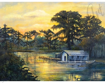 Bayou Sunset Print from Original Artwork, Several Sizes Available