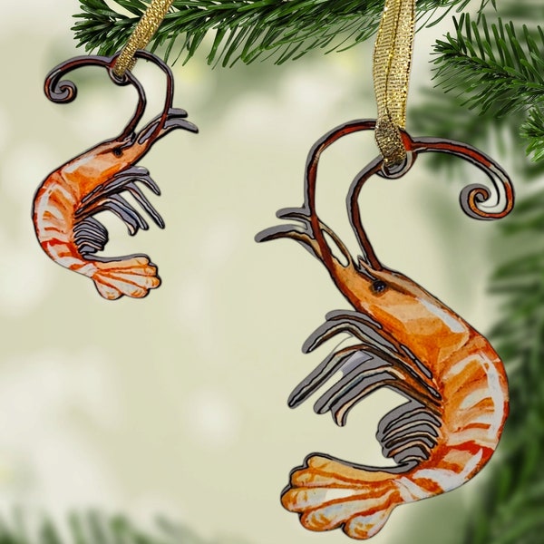 Louisiana Gulf Shrimp Ornament, made from original artwork, New Orleans seafood