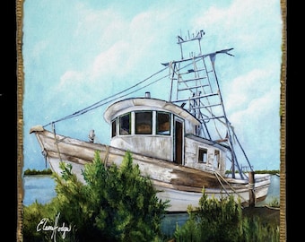 Old Shrimp Boat Canvas Magnet