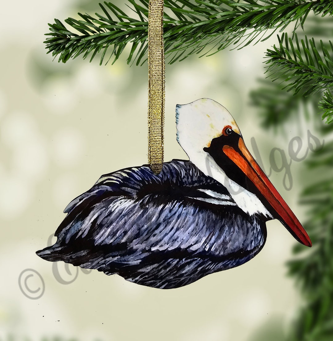 Louisiana Pelican Ornament Made From Original Art, Double Sided Etsy