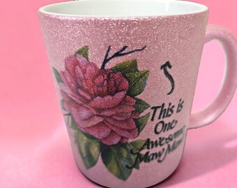 Pink Glitter Ceramic Maw-Maw Mug made from Original Art for Mother's Day Gift