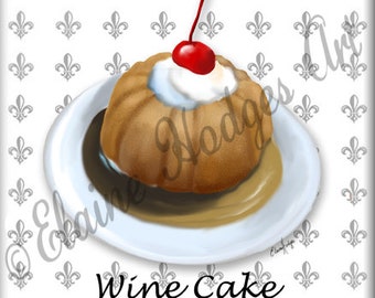 Wine Cake Decorative Tile made from Original Art, Various Sizes Available