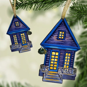 New Orleans, Louisiana Purple Shotgun House Ornament made from Original Art, Double Sided, Available in 2 Sizes