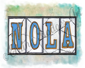 NOLA New Orleans, Louisiana Street Tiles Art Print from Original Artwork