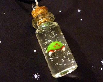 Metroid - Mini Metroid in a Bottle Charm Necklace