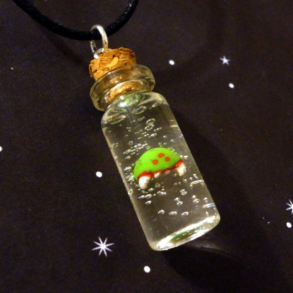 Metroid - Mini Metroid in a Bottle Charm Necklace