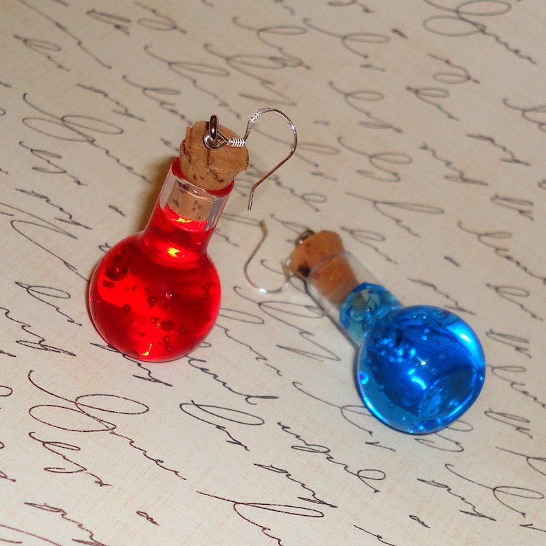 Pair of Health and Mana Potion Earrings Sterling Silver image 3