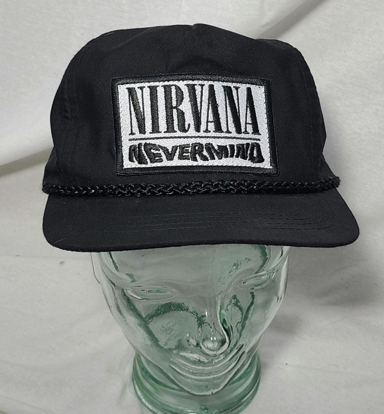 Nirvana Nevermind Black Strapback Hat | Custom Embroidered Patch 