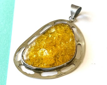 Vintage Sterling Silver and Baltic Amber Pendant
