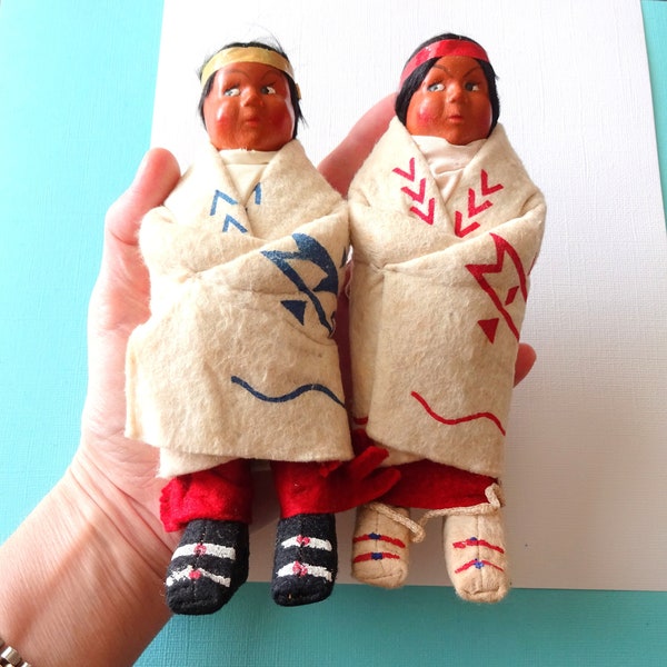 Vintage 1930's MINNETONKA Skookum INDIAN Twins DOLL Set