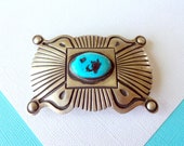Hemerson Brown Navajo Stamped Sterling Silver and Turquoise Belt Buckle