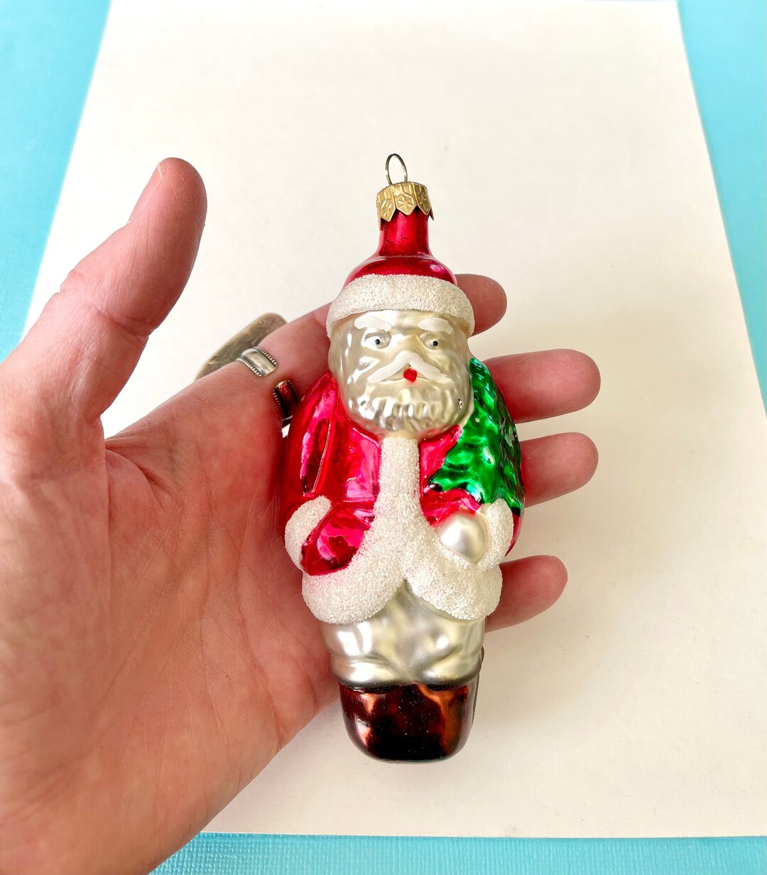 Vintage Old World Santa Glass Blown Ornament - Etsy