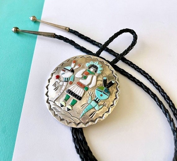 Authentic And Rare Vintage Native American Navajo Floyd Becenti Sterling Silver Bolo Tie Old Authentic And Rare Vintage Native American Navajo Floyd Becenti Sterling Silver Bolo Tie Old