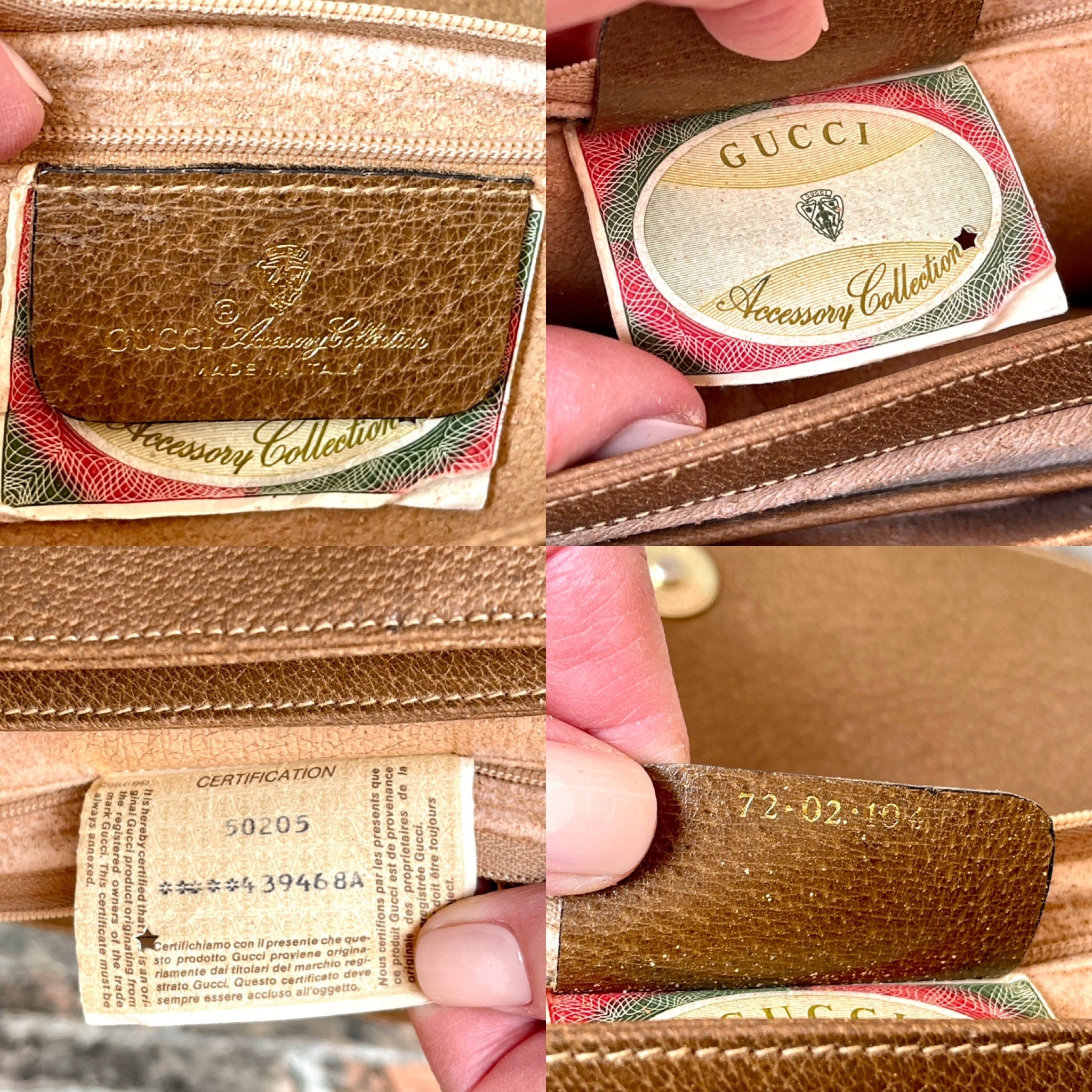Used GUCCI Old Gucci Vintage Accessory Collection Crossbody Shoulder Bag  Messenger Women's 1980's 80's Paper Tag GG Pattern PVC/Pigskin Gold  Hardware Navy/White 