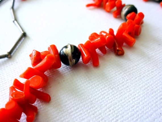 Vintage 1960's Navajo Red Coral and Sterling Silv… - image 10