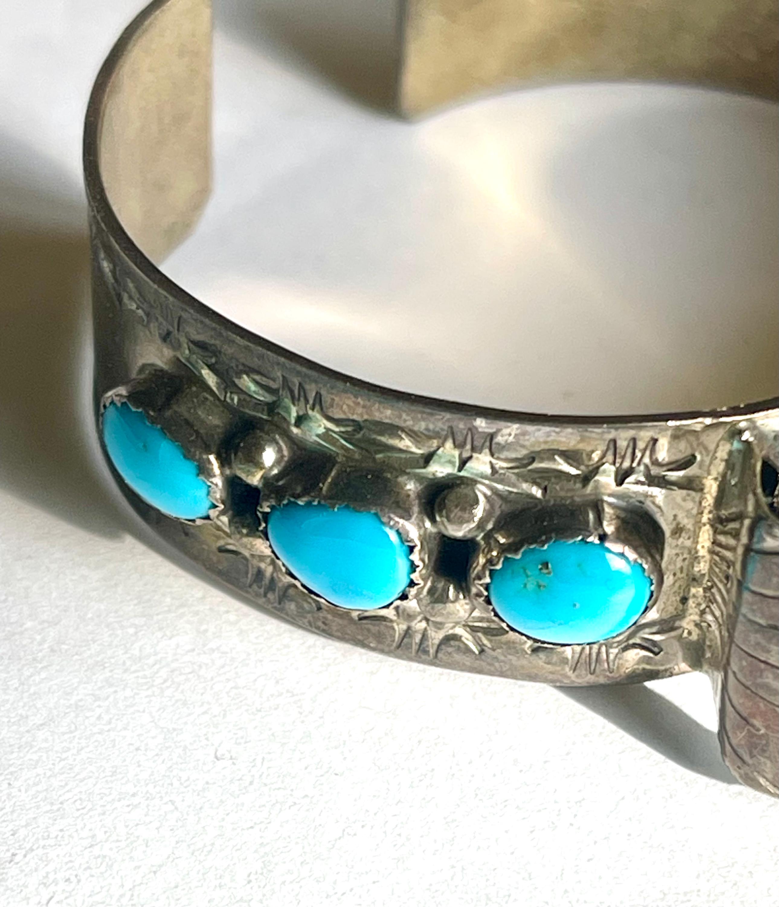 Vintage Navajo Sterling & Turquoise Watch Cuff - Etsy