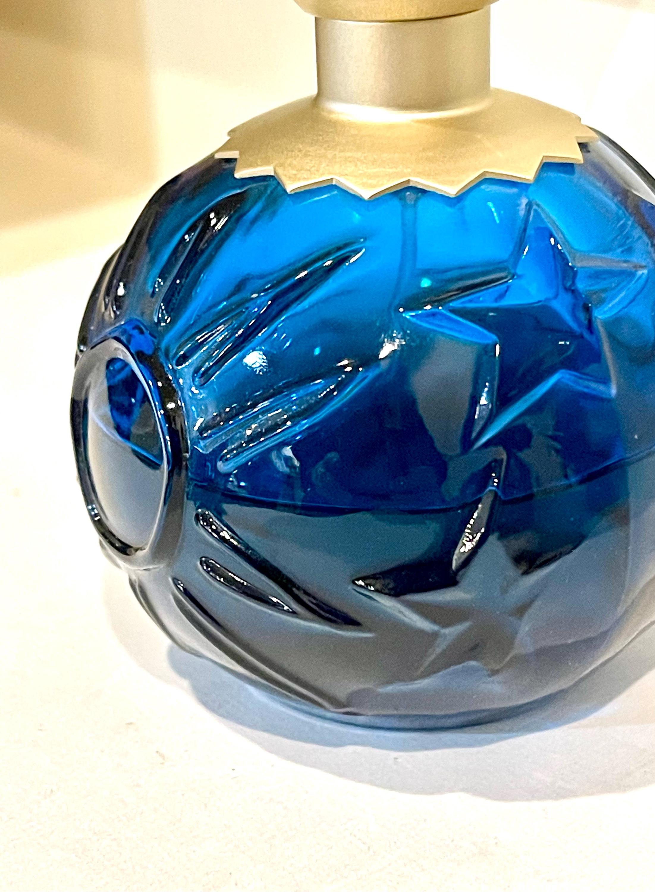 Vintage Karl Lagerfeld Sun Moon Stars Perfume: Blue Glass Bottle