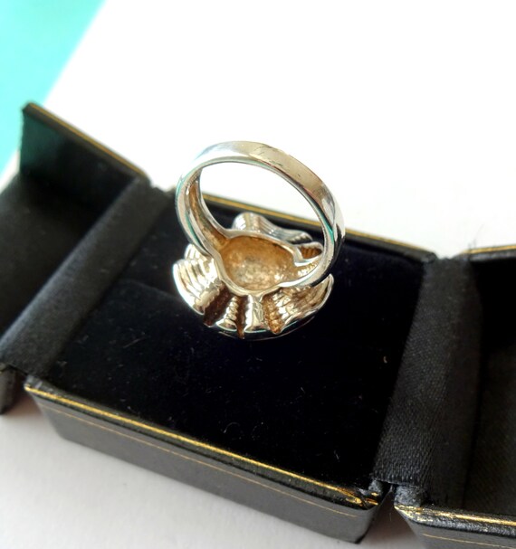 Sterling Silver Domed 3-D Rose Ring Size 6 - image 8