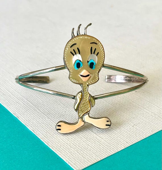 Huge Zuni Native American Coral Disney Looney Tunes Sterling Silver Ring Huge Zuni Native American Coral Disney Looney Tunes Sterling Silver Ring