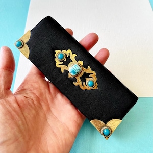 Vintage Mid-Century Padded Scarab Comb/Compact Case