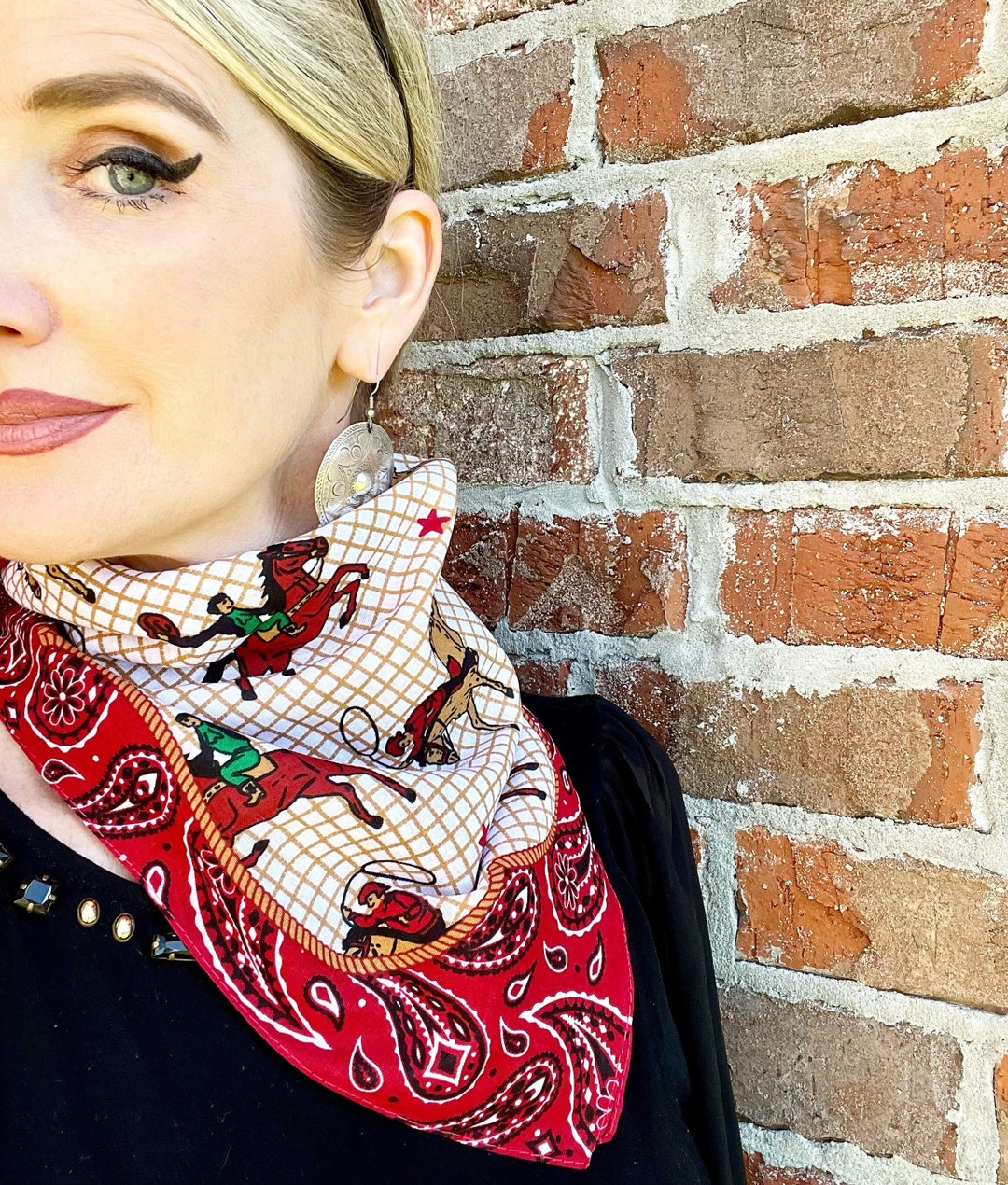 Roy Rogers Yippeekiyay Cowboy Print Bandana Etsy