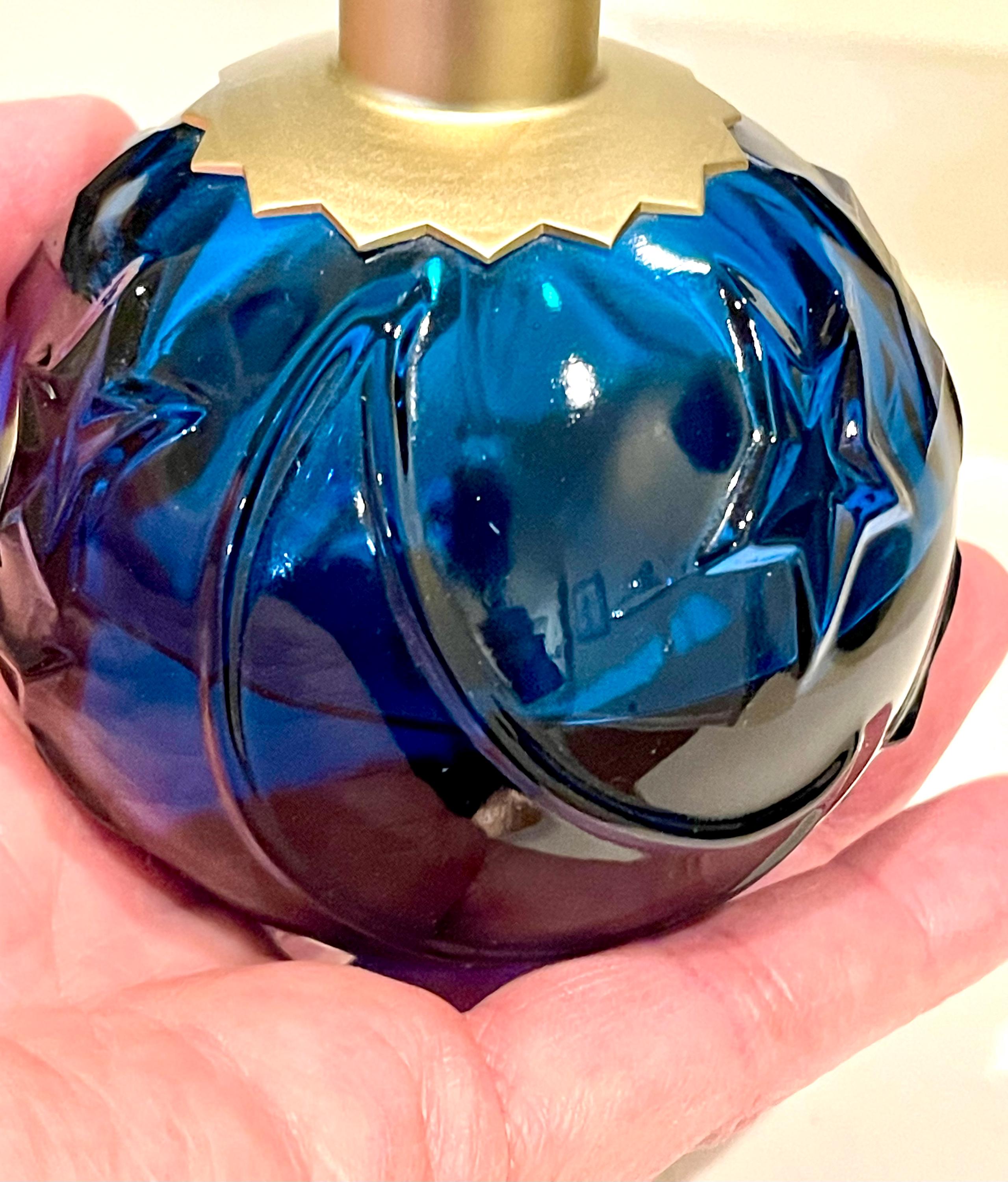 Vintage Karl Lagerfeld Sun Moon Stars Perfume: Blue Glass Bottle