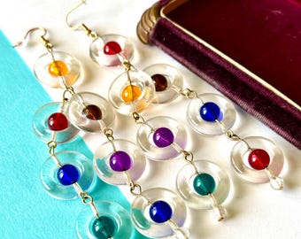 Vintage MCM "Saturn" Lucite Dangle Earrings