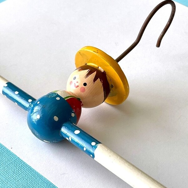 Vintage MCM Irmi & Fred Bering Children's Wooden Clothes Hanger/Painted Wooden Baby/Child Clothes Hanger