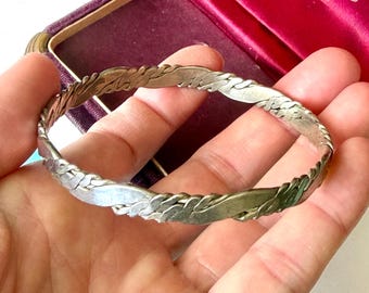 Vintage Sterling Silver Mexican Braided Bangle Bracelet