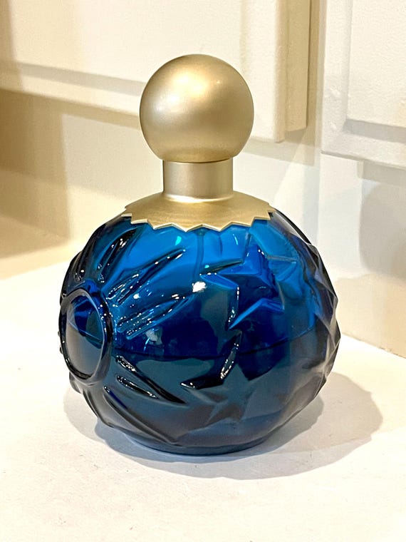 Vintage Karl Lagerfeld Sun Moon Stars Perfume: Blue Glass Bottle-3.3 Oz 50% Full