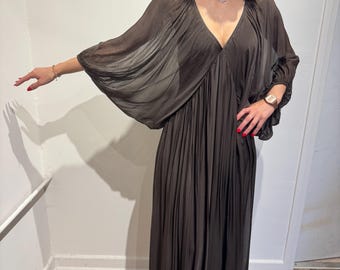 Vestido de corte imperio, vestido largo de seda / caftán estilo bohemio con mangas murciélago, ropa de resort