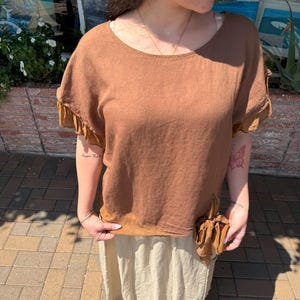 Italian Linen Blouse with Silk Details: Victorian Style Boho Shirt