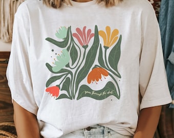 Floral Graphic T-shirt: Garment-Dyed Retro Flower Tee