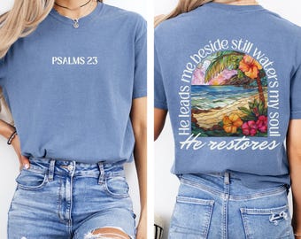 Psalm 23 Tropisches Strand christliches T-Shirt