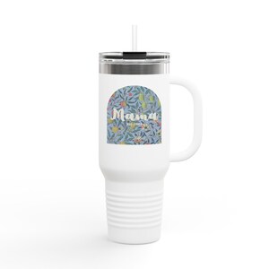 Personalized Floral Travel Mug: Stainless Steel Insulated 40oz Mama Gift