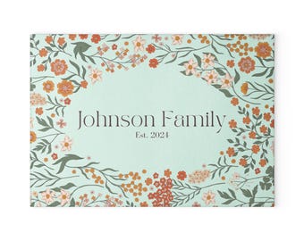 Personalized Floral Tempered Glass Cutting Board: Custom Charcuterie Board