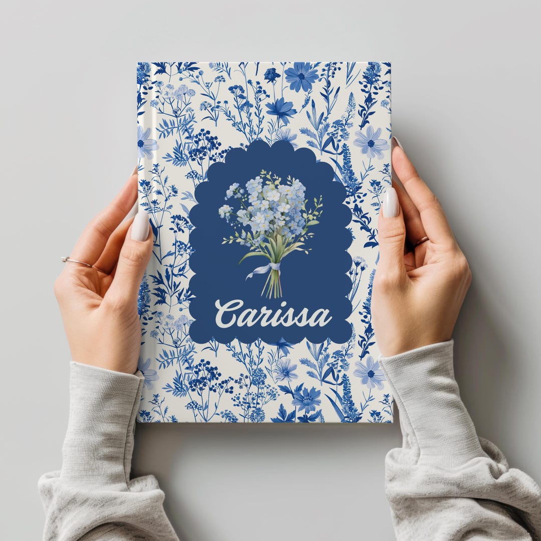 Personalized Toile Journal: Scalloped Edge Floral Notebook - Etsy