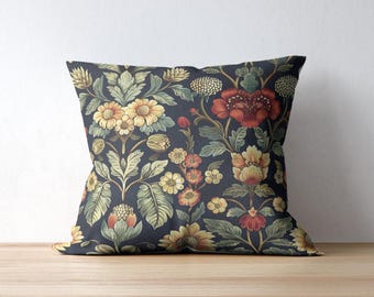 Bloemen kussensloop William Morris bloemen: vintage botanische sierkussensloop, Cottagecore-kussen voor boerderijhuisje, 14 16 18 20 24 26