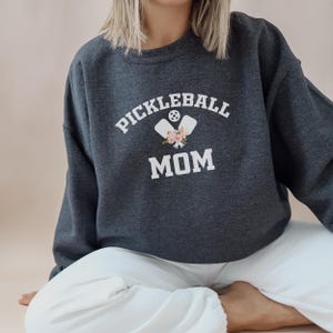 Pickleball Mom Sweatshirt: Floral Embroidered Cotton-Blend