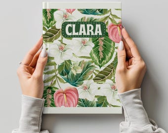 Tropical Floral Journal Personalized Hardcover Diary Notebook for Writing Sketching Gift for Writers Students Bullet Friend Gift Idea