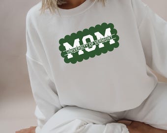 Personalized College Mom Sweatshirt: Scalloped Edge Embroidered Pullover