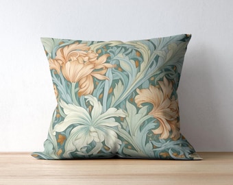 Bloemen kussensloop William Morris bloemen: vintage botanische sierkussensloop, Cottagecore-kussen voor boerderijhuisje, 14 16 18 20 24 26