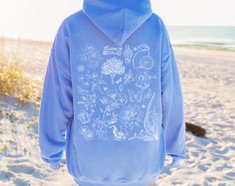 Sudadera con capucha floral botánica: Jersey de jardinería EcoSmart