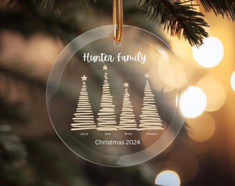 Personalized Glass Christmas Ornament: Family Name Xmas Tree Decor