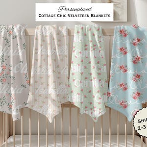 Personalisierte Samt Plüsch Decke - Cottage Chic Name Kinder Geschenk, gemütliches Wohndekor, Kinderzimmer Decke, personalisierte Kinder