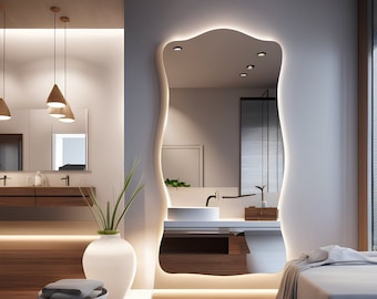 Handmade Full Length LED Mirror – Wavy Asymmetrical Design