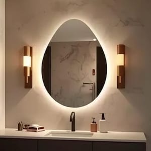 Bathroom Mirror With Led Lights - Irregular Wall Led Mirror - Led Asymmetrical Custom Led Light Mirror - Aesthetic Wall Decor Luxury Mirror