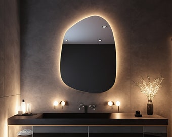 Handmade LED Bathroom Mirror – Irregular Asymmetrical Design