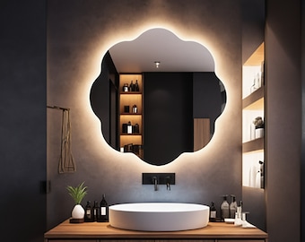 Handmade LED Bathroom Mirror – Round Wall Decor, Above Sink